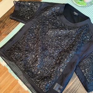 Giambattista Valli Paris Black Textured Blouse